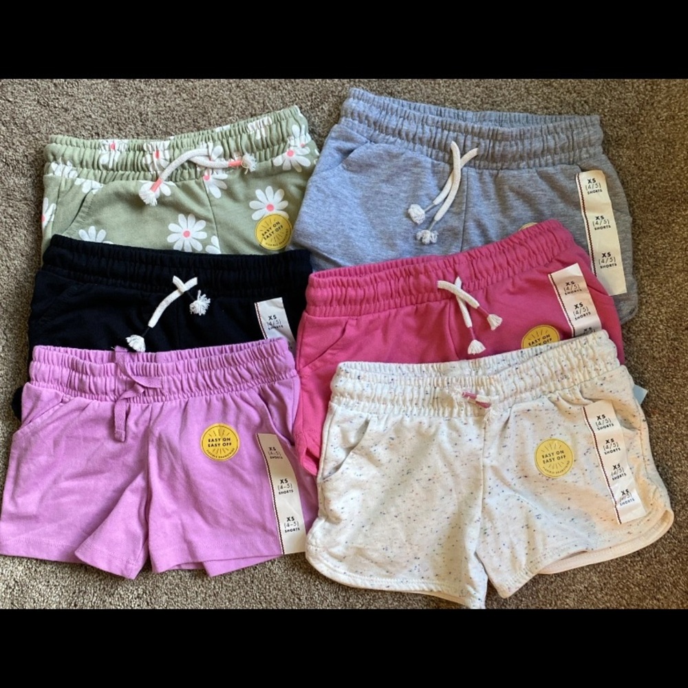 NWT Girl’s Cat And Jack Cotton Shorts. Size 4/5. 6 Pair Bundle
